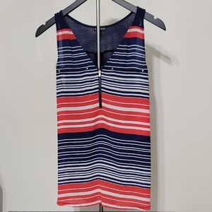Express Navy and Red Striped Sleeveless Top